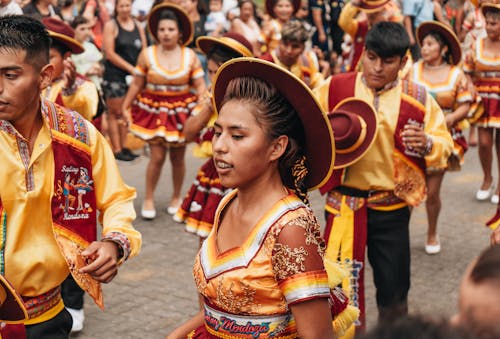 Free A group of people in traditional costumes dancing Stock Photo